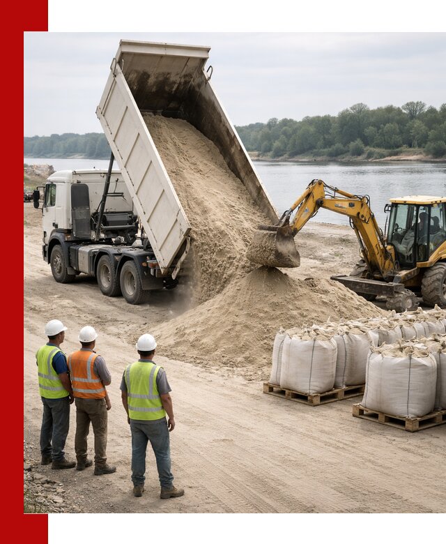 Доставка речного песка в Белой Калитве самосвалами и погрузкой