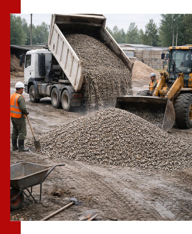 Мытый гравий с доставкой в Белой Калитве от карьера до участка