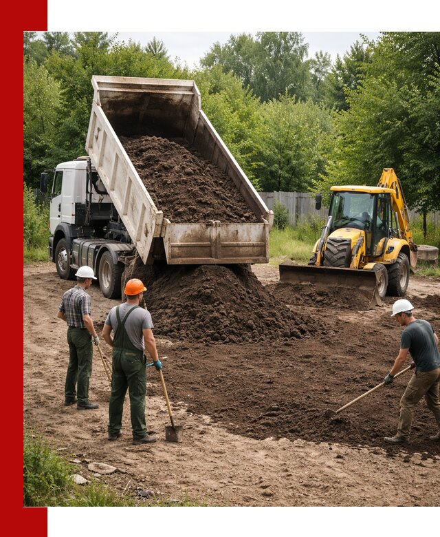 Доставка и укладка грунта для выравнивания участка в Белой Калитве