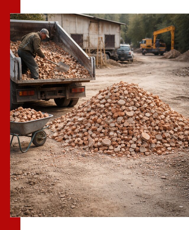 Доставка и подушка из боя кирпича с разгрузкой в Белой Калитве