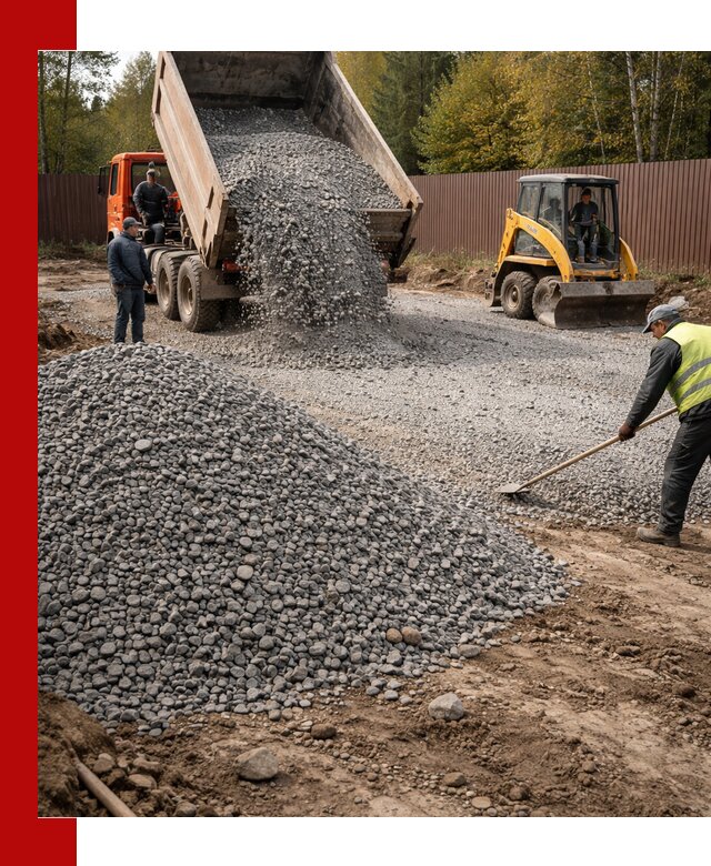 Отсыпка участка щебнем с доставкой и уплотнением в Белой Калитве