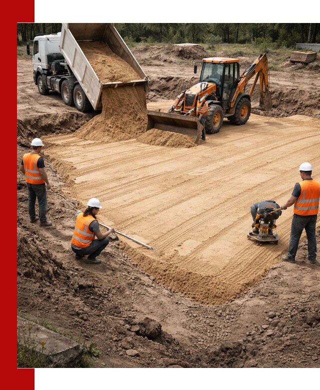 Устройство песчаной подушки для фундаментов и дорог в Белой Калитве